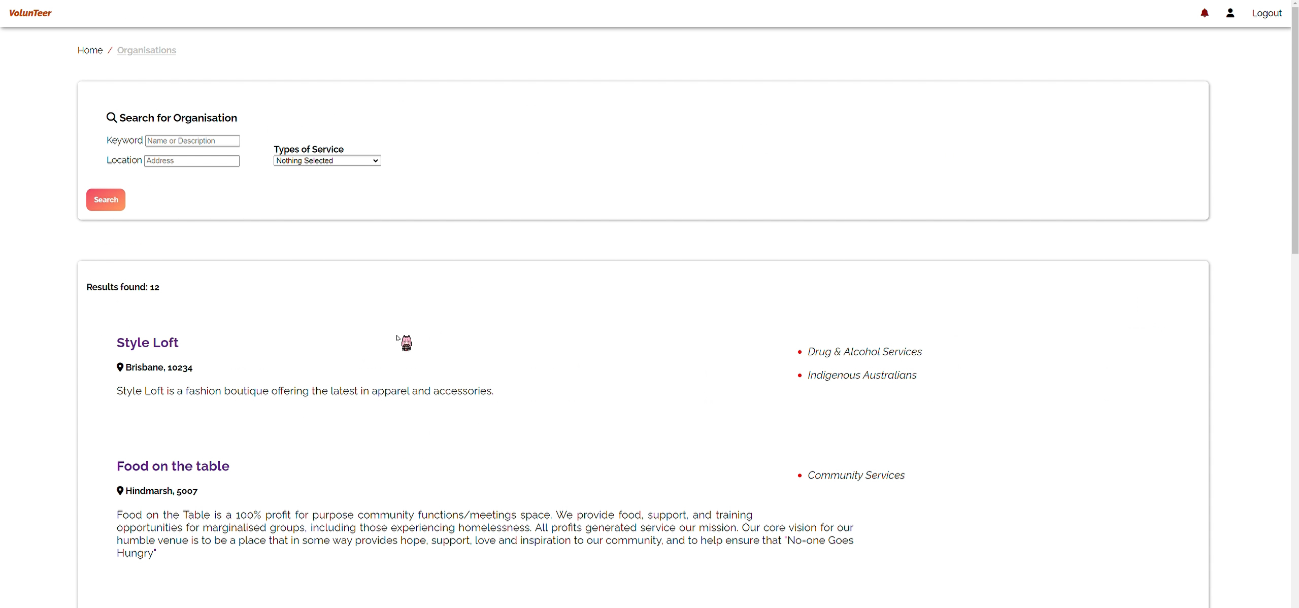 Volunteer Connect Screenshot