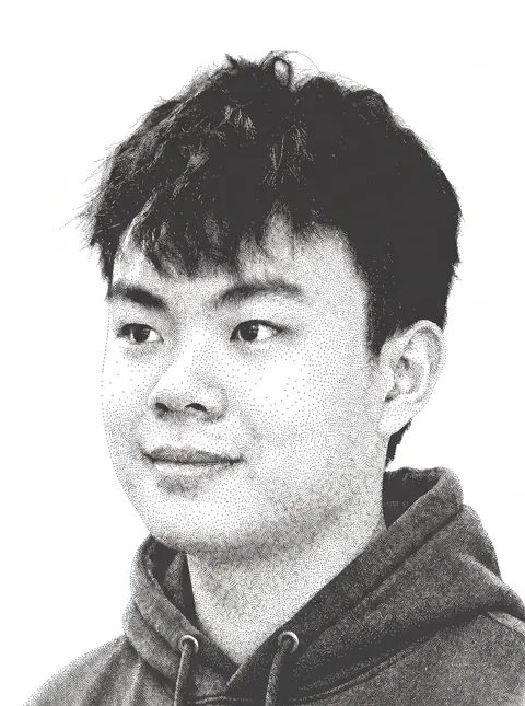 Stipple portrait of Alden Nguyen